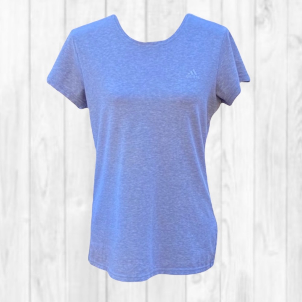 Adidas Solid Gray Short Sleeve Sport Tee (L)